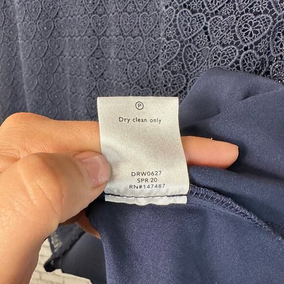 Draper James Blue Dress Heart Lace Flounce Shoulder Ruffle A-Line Knee Length 2 - Picture 6 of 7